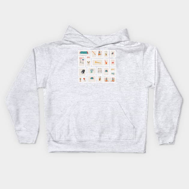 musical stamps Kids Hoodie by ellyro